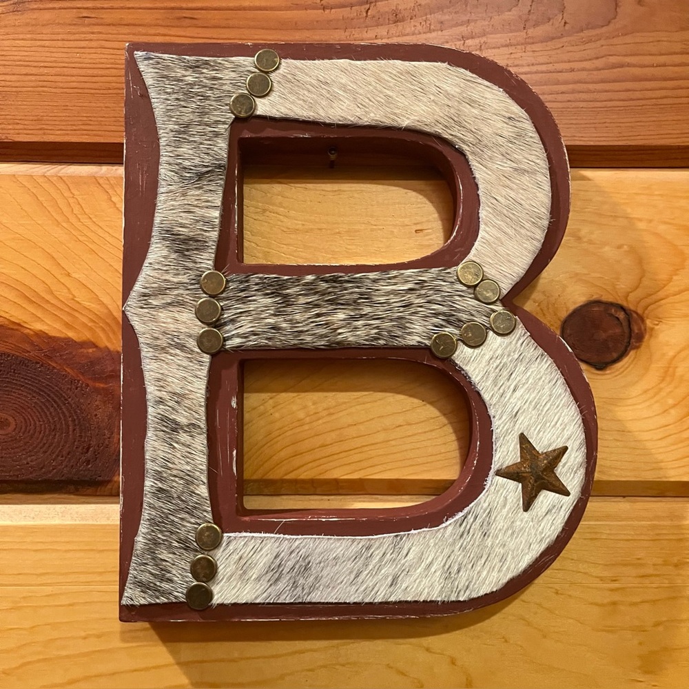 Western letter B wall decor cowhide